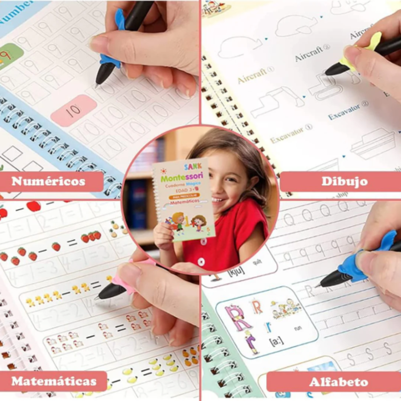 KIT DE CUADERNOS DE CALIGRAFÍA + LAPICERO MÁGICO, potencializa la escritura de tus hijos 