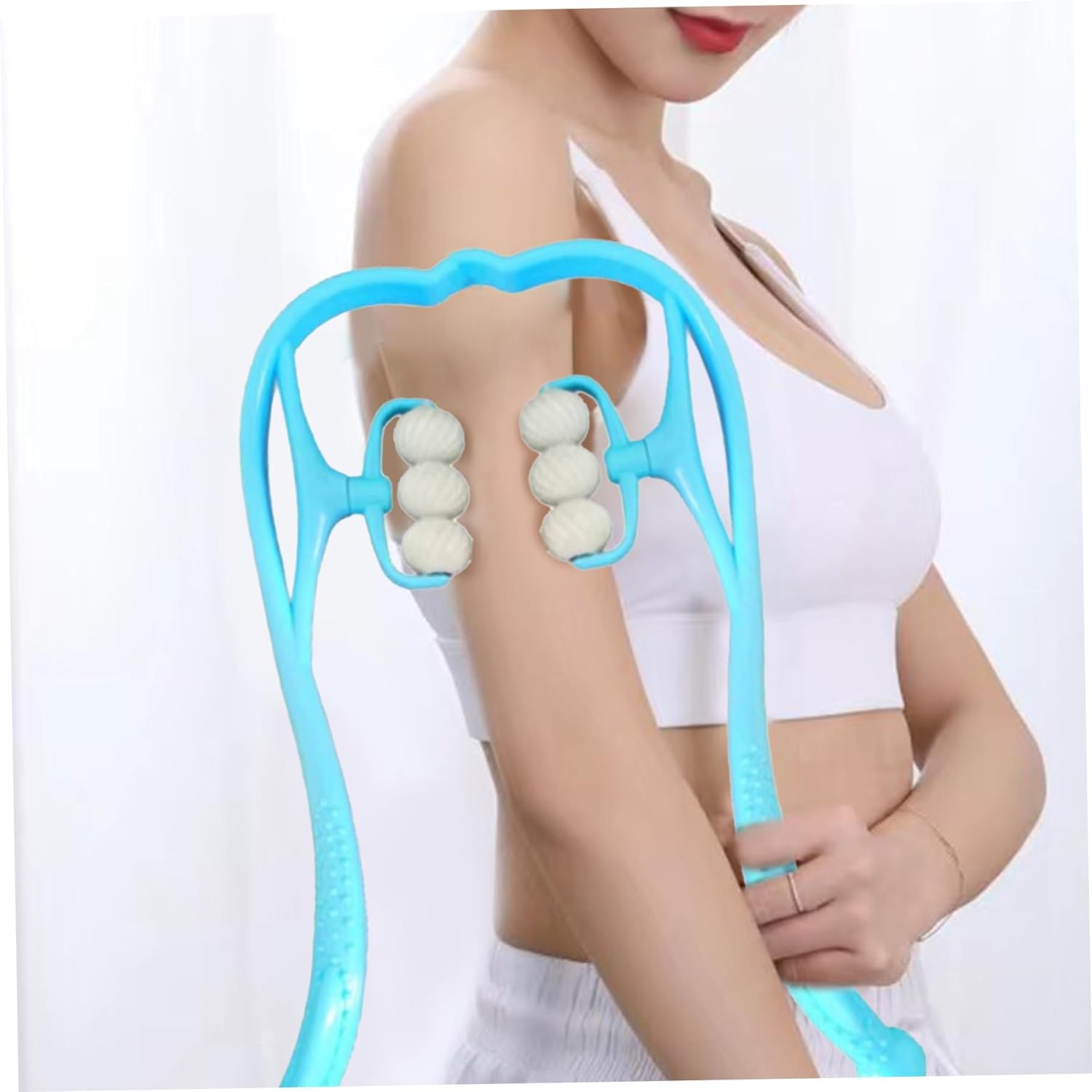 MASAJEADOR DE CUELLO ENROLLABLE CON BOLAS, Alivia el dolor y corrige la postura