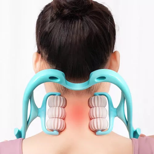 MASAJEADOR DE CUELLO ENROLLABLE CON BOLAS, Alivia el dolor y corrige la postura