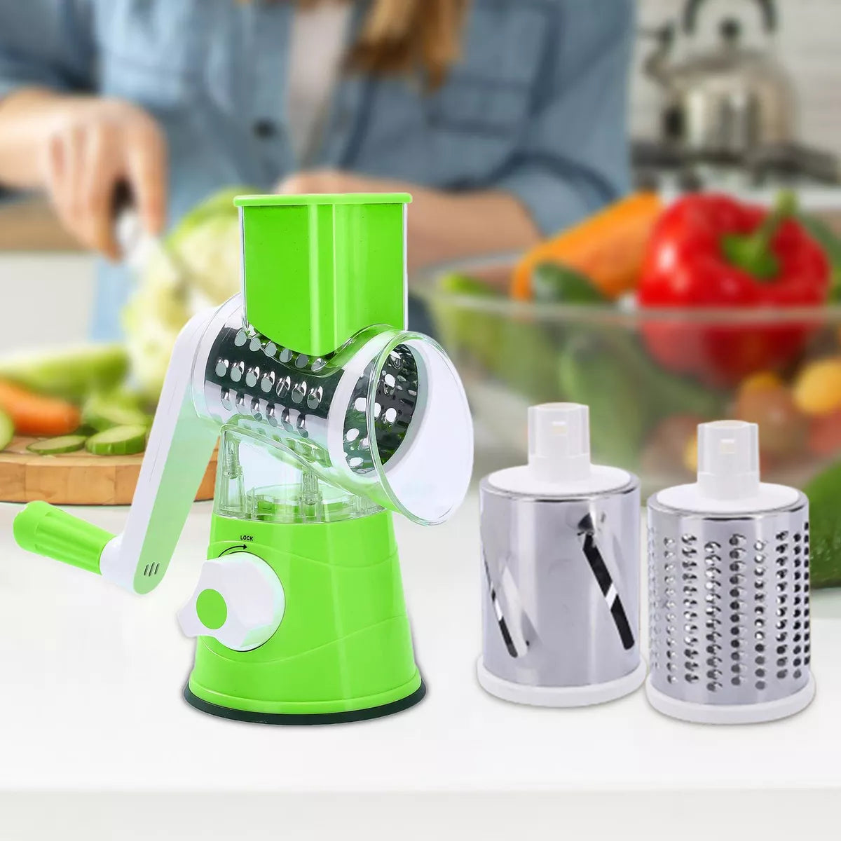 Rallador, Cortador y Rebanador de Verduras Multifuncional 3 en 1, Mayor rapidez de cocción 